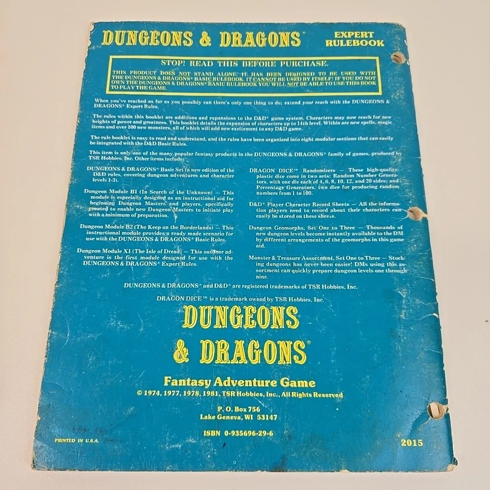 Dungeons‎ & Dragons Basic Rules 1 1980 1st Printing + Expert, Log, & Module READ